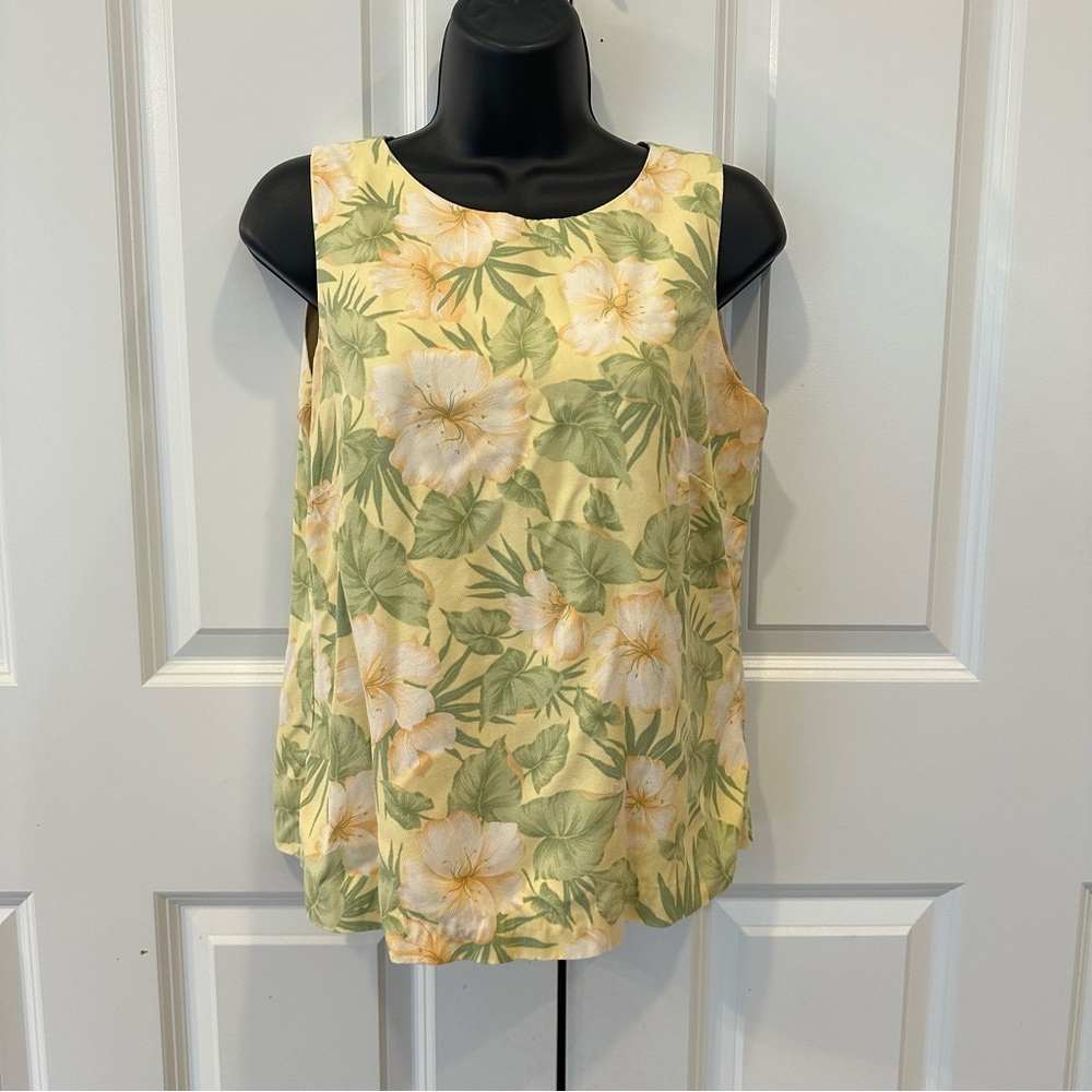 Tommy Bahama Floral Yellow Sleeveless Top